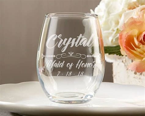 Personalized Stemless Wine Glasses Wedding Custom Bridesmaid Diy Wine