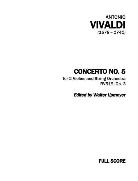 Concerto For Violins In A Major Rv Vivaldi Antonio Imslp