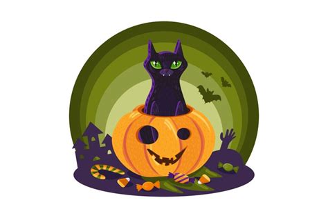 Halloween Cat in Pumpkin