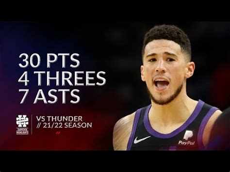 Devin Booker 30 Pts 4 Threes 7 Asts Vs Thunder 21 22 Season YouTube