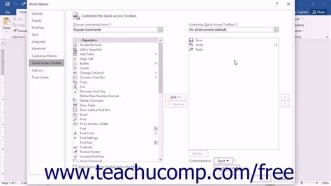 Word 2016 Tutorial The Quick Access Toolbar Microsoft Training Youtube