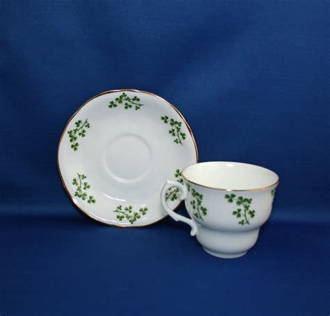 Arklow Irish Bone China Shamrock Teacup And Tea Cup Saucer Made In The