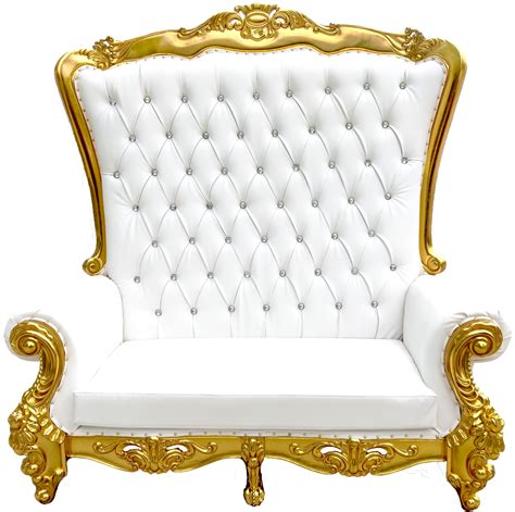 Queen Bride And Groom Throne Loveseat White Gold