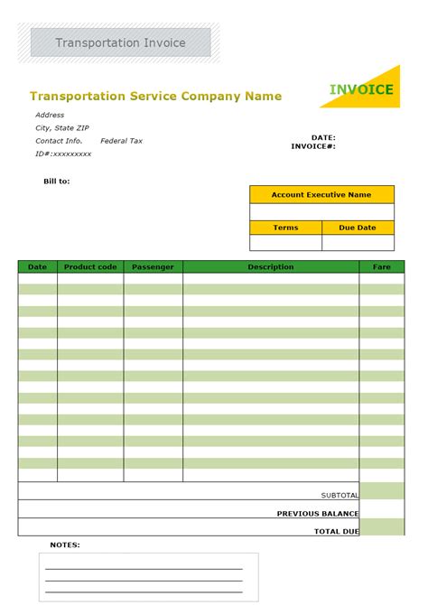 Transportation Invoice Template Mydraw