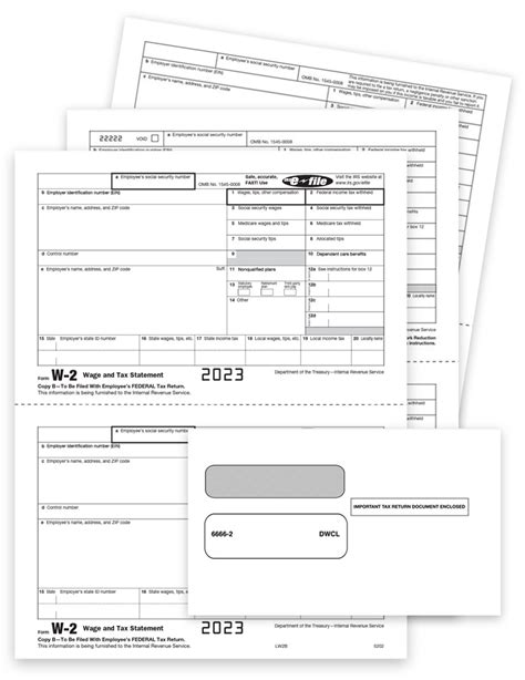 W2 Tax Form And Envelope Sets For Efilers 3 Part Zbp Forms