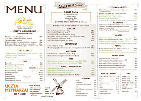 Menu Restauracja Restauracja Pizzeria We M Ynie