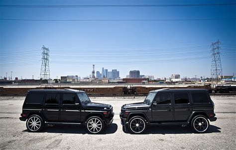 Hd Wallpaper Two Black Suvs Tuning Mercedes Benz Amg Brabus