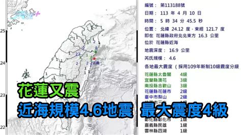 花蓮又震 近海規模46地震 最大震度4級 東張