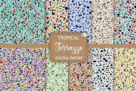 Tropical Terrazzo Geometric Digital Papers