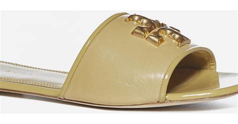 Tory Burch Eleanor Logo Leather Slides Lyst