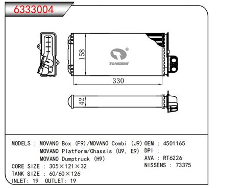 适用于movano Box F9 Movano Combi J9 Movano Platform Chassis U9，e9 Movano Dumptruck H9 Oem