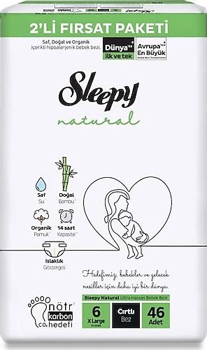 Sleepy Natural 6 Numara XLarge 46 lı Bebek Bezi Fiyatları Özellikleri