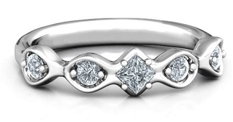 Infinite Wave With Princess Cut Centre Stone Personalised Ring