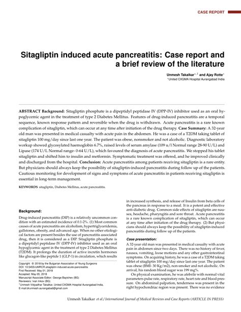 Pdf Sitagliptin Induced Acute Pancreatitis Case Report And Brief