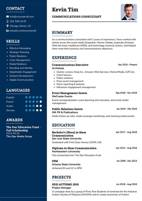 Communications Consultant Cv Sample In Resumekraft