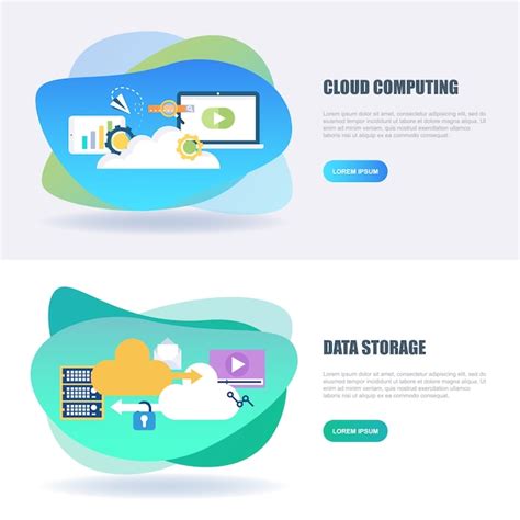 Premium Vector Flat Concept Cloud Computing And Data Storage