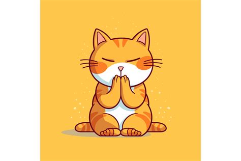 SVG Cat Praying Cartoon Vector Illustrat Gráfico por Evoke City