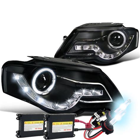 Hid Xenon Vw Passat Led Drl Halo Projector Headlights Black