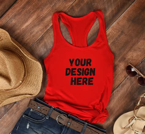 Women S Red Tank Top Mockup Flat Lay Tank Top Mock Up Etsy