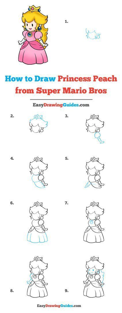 How To Draw Princess Peach From Super Mario Bros Really Easy Drawing