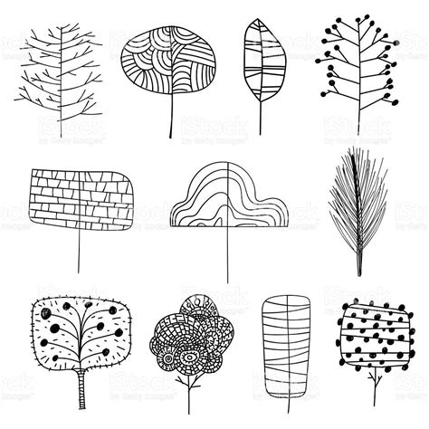 Hand Drawn Trees Royalty Free Stock Vector Art Doodle Drawing Doodle