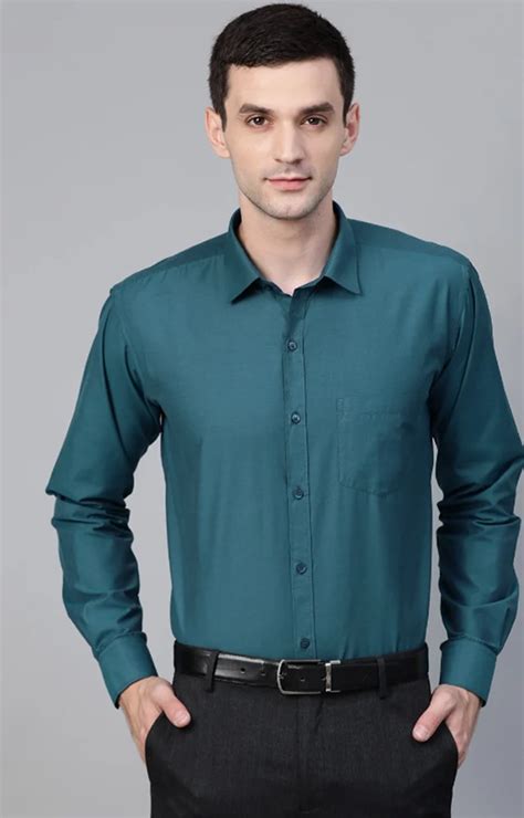 Men Teal Blue Slim Fit Solid Formal Shirt At Rs 799 Men Cotton Shirt