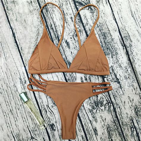 Nala Triangle Multi Strap Brazilian Bikini Set Bikini Set Brazilian