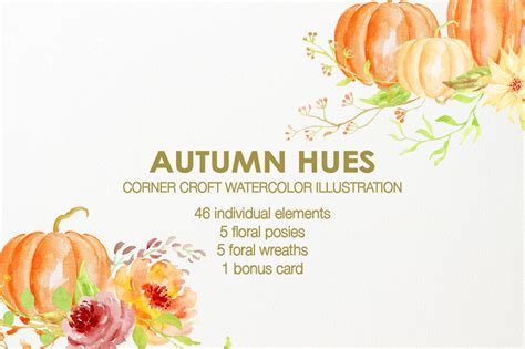 Watercolor Autumn Hues Pumpkin Flower Clipart By Cornercroft