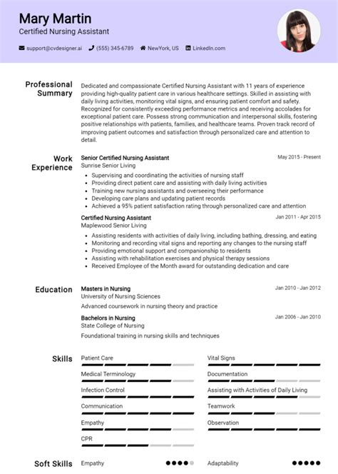 Certified Nursing Assistant Resume Example For 2024 Proven Tips And Templates Cvdesigner Ai