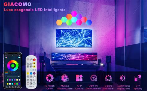 Giacomo Esagonali Led Luci Parete Pcs Esagonale Muro Luci Smart Rgb