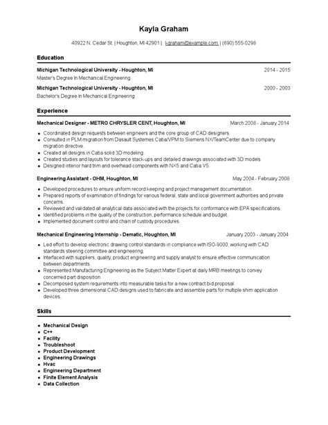 Mechanical Designer Resume Examples and Tips - Zippia