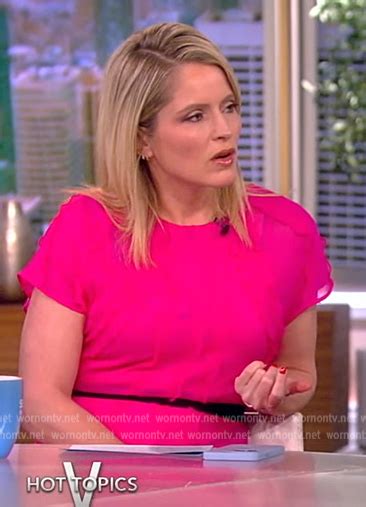 Wornontv Saras Pink Contrast Ruffle Dress On The View Sara Haines