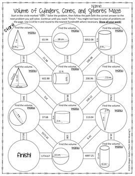 Volume Of Cylinders Cones And Spheres Worksheet