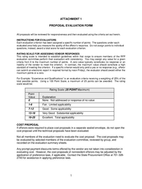 Fillable Online Attachment Proposal Evaluation Form Bidnet Fax