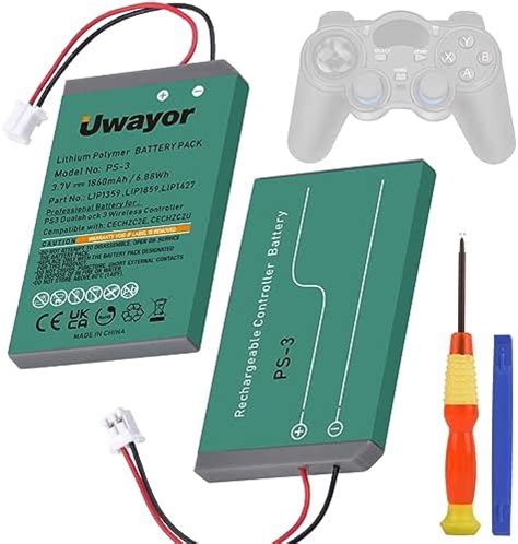 Uwayor Batterie De Rechange PS3 1860 MAh Pour Manette Sans Fil Sony