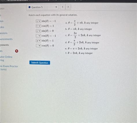 Solved Match Each Equation With Its General Solution Chegg