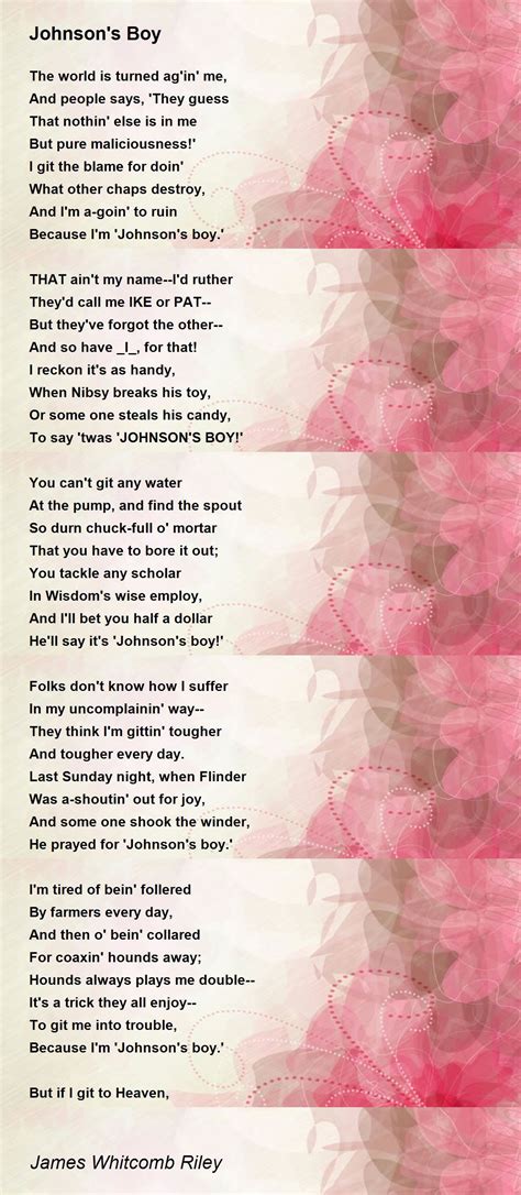 Johnson's Boy - Johnson's Boy Poem by James Whitcomb Riley