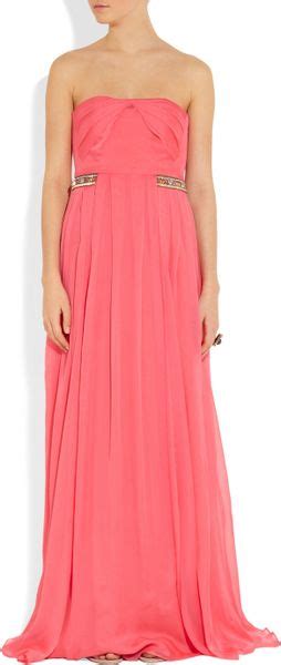 Matthew Williamson Embellished Silk Chiffon Gown In Pink Lyst