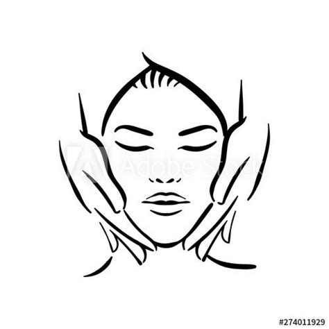 Vector Hand Drawn Illustration Of Spa Face Massage For Woman On White Background In 2021