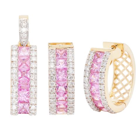 18 Karat Gold Channel Set Diamant Baguette Anhänger Huggie Creolen