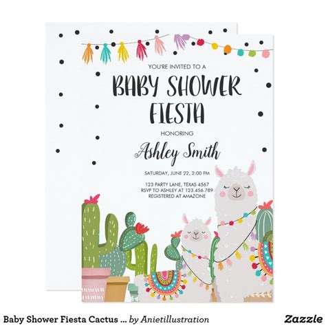 Baby Shower Fiesta Cactus Llama Confetti Mexican Invitation Zazzle