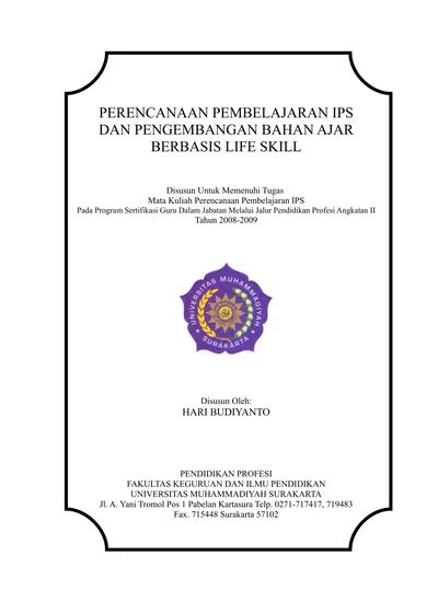 Perencanaan Pembelajaran Ips Dan Pengembangan Bahan Ajar Berbasis Life