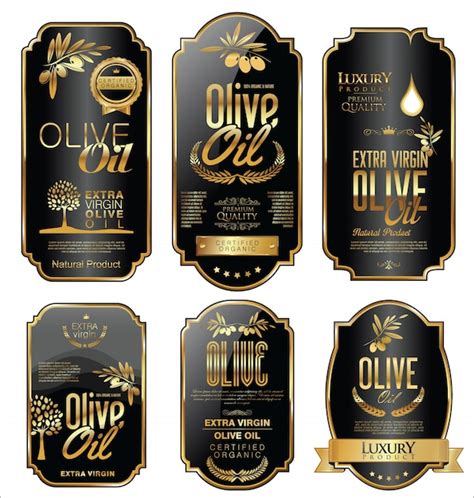 Etiquetas De Aceite De Oliva Vector Premium