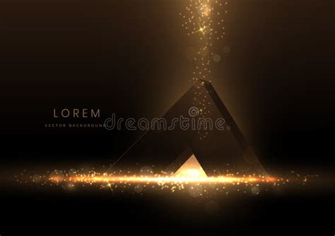 3d Golden Triangle With On Dark Background With Lighting Effect And