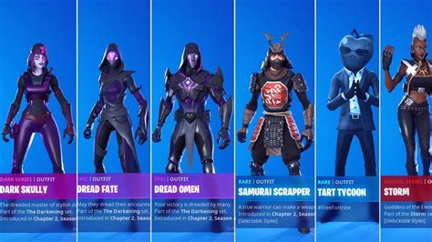 New All Fortnite Leaked Skins Dread Fate Dark Skully Tarttyccon And More Youtube