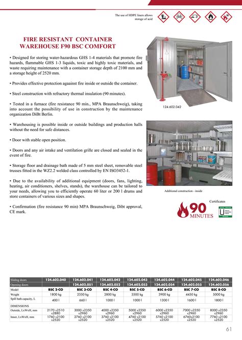 Fire Resistant Container Storage F90 Bcs Comfort Elega