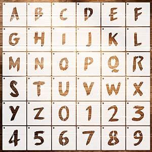 36pz Kit Stencil Lettere Per Pittura Stencil Alfabeto E Numeri Con