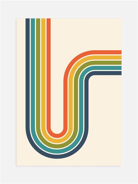 Retro Rainbow Stripes No3 Poster Disenos De Unas Retro Rainbow