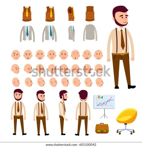 Male Character Set Includes Emotional Faces Stock Vector Royalty Free