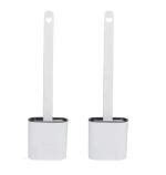 Buy Mhr White Silicon Toilet Brush With Holder Pack Of 2 Online At